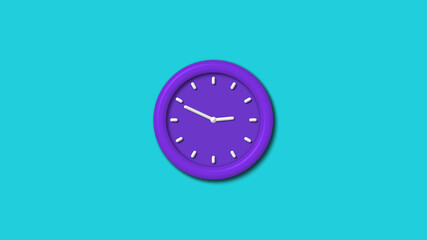 12 hours blue color 3d wall clock isolated n cyan background,3d wall clock,clock isolated