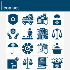 Simple set of policy related filled icons.
