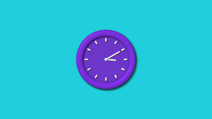 12 hours blue color 3d wall clock isolated n cyan background,3d wall clock,clock isolated