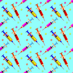 Seamless pattern with Syringe. Vector illustration.
