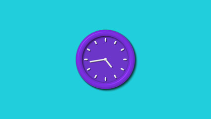 12 hours blue color 3d wall clock isolated n cyan background,3d wall clock,clock isolated