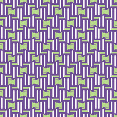 Vector seamless pattern texture background with geometric shapes, colored in purple, green, white colors.