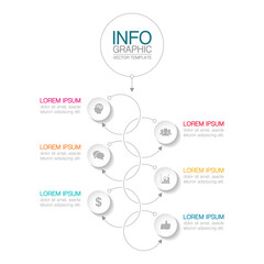 Fototapeta premium Vertical vector infographic template, 6 steps or options. Data presentation, business concept design for web, brochure, diagram.