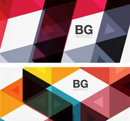 Set of mosaic triangle pattern abstract backgrounds. Modern templates for covers, banners, flyers and posters and other templates