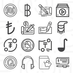 16 pack of eighteen  lineal web icons set