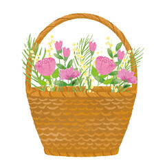 手描きのピンクの花籠イラスト素材