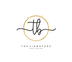 T B TB Initial letter handwriting and signature logo. A concept handwriting initial logo with template element.