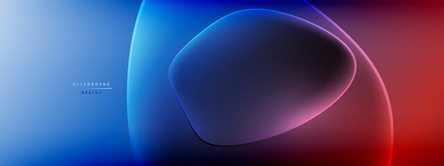 Vector abstract background - liquid bubble shapes on fluid gradient with shadows and light effects. Shiny design template for text