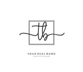 T B TB Initial letter handwriting and signature logo. A concept handwriting initial logo with template element.