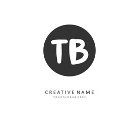 T B TB Initial letter handwriting and signature logo. A concept handwriting initial logo with template element.