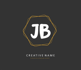 J B JB Initial letter handwriting and signature logo. A concept handwriting initial logo with template element.