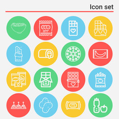 16 pack of snack  lineal web icons set