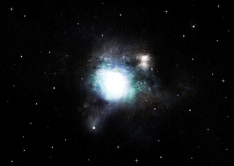 Stars, dust and gas nebula in a far galaxy