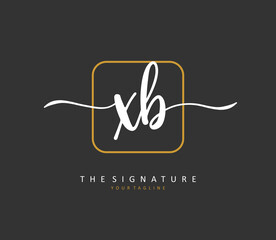 X B XB Initial letter handwriting and signature logo. A concept handwriting initial logo with template element.