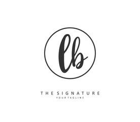 L B LB Initial letter handwriting and signature logo. A concept handwriting initial logo with template element.