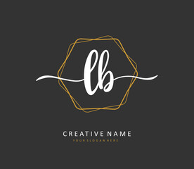 L B LB Initial letter handwriting and signature logo. A concept handwriting initial logo with template element.