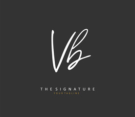 V B VB Initial letter handwriting and signature logo. A concept handwriting initial logo with template element.