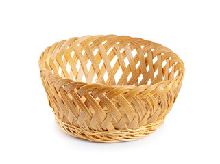 vintage weave wicker basket isolated on white background