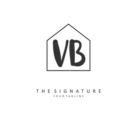 V B VB Initial letter handwriting and signature logo. A concept handwriting initial logo with template element.