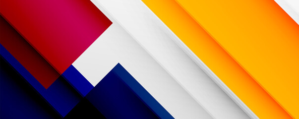 Geometric abstract backgrounds with shadow lines, modern forms, rectangles, squares and fluid gradients. Bright colorful stripes cool backdrops