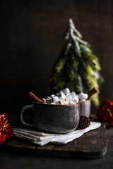 Christmas card concept with marshmallow