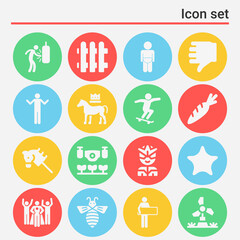 16 pack of farm  filled web icons set