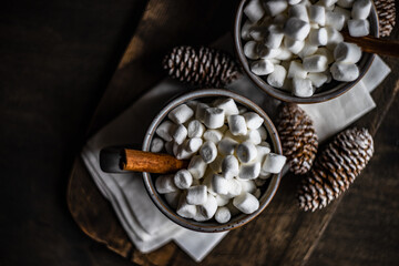 Christmas card concept with marshmallow