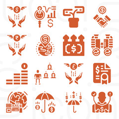 16 pack of investors  filled web icons set