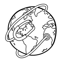 world planet earth with stethoscope medical