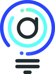 d Initial lightbulb logo concept vector. idea, solution, creative, innovative, inspiration icon