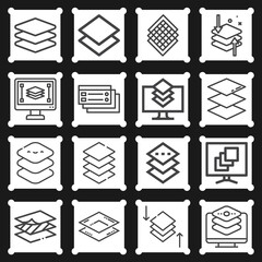 16 pack of strata  lineal web icons set