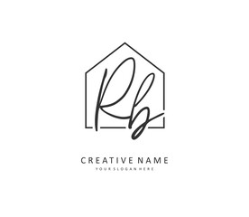 R B RB Initial letter handwriting and signature logo. A concept handwriting initial logo with template element.