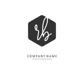 R B RB Initial letter handwriting and signature logo. A concept handwriting initial logo with template element.
