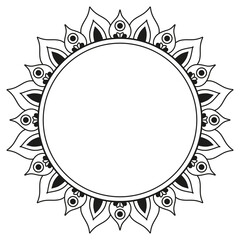 circle black ornament in flower shaped vector design