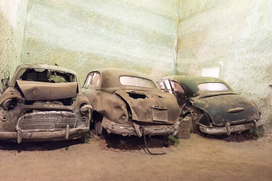 Military vehicles in the basements of Naples Italy