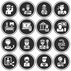 16 pack of economically  filled web icons set