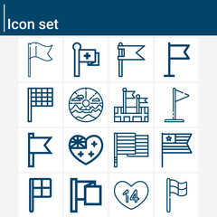 Simple set of july related lineal icons.
