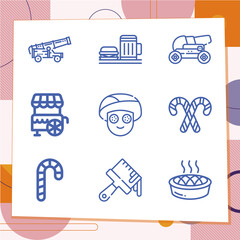 Simple set of 9 icons related to traditional