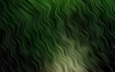 Dark Green vector background with curved circles.