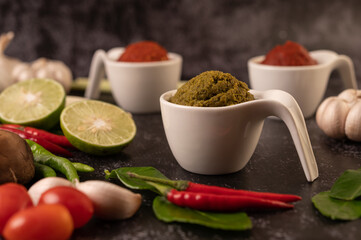 Green curry paste made from chili