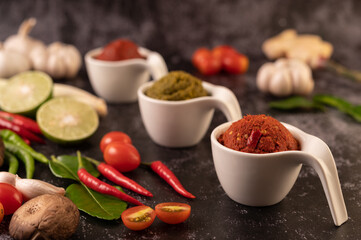 Red curry paste made from chili