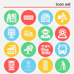 16 pack of transport  filled web icons set