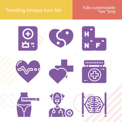 Simple set of surgical related filled icons.