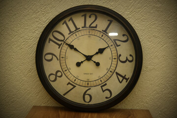 Close up of antique vintage clock. Rusty vintage background.