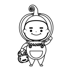 happy halloween cute boy disguise of pumpkin character