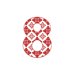 number 8 Logo Template Design made from line thai art pattern.