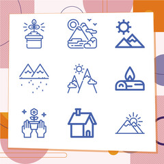 Simple set of 9 icons related to antarctic