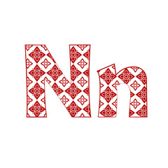 Letter N Logo Template Design made from line thai art pattern.