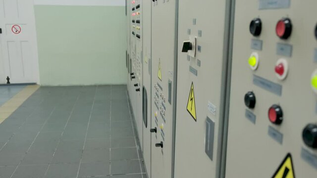 electrical control panel in substation in manufacturing industrial plant , video for business industrial and energy engineering concept