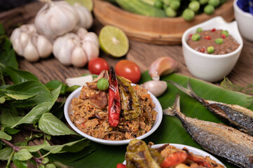 Fried mackerel with mackerel chili paste.